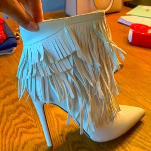 White fringe booties!